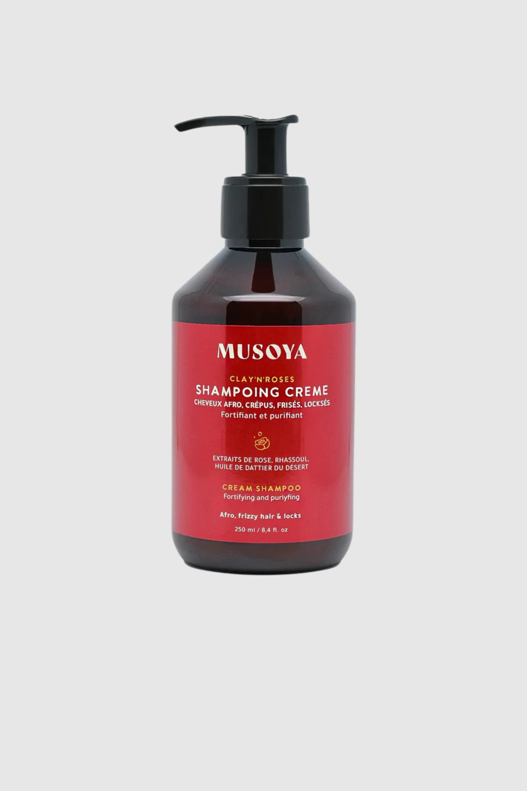shampoing musoya clay’n’roses purifiant pour cheveux afro