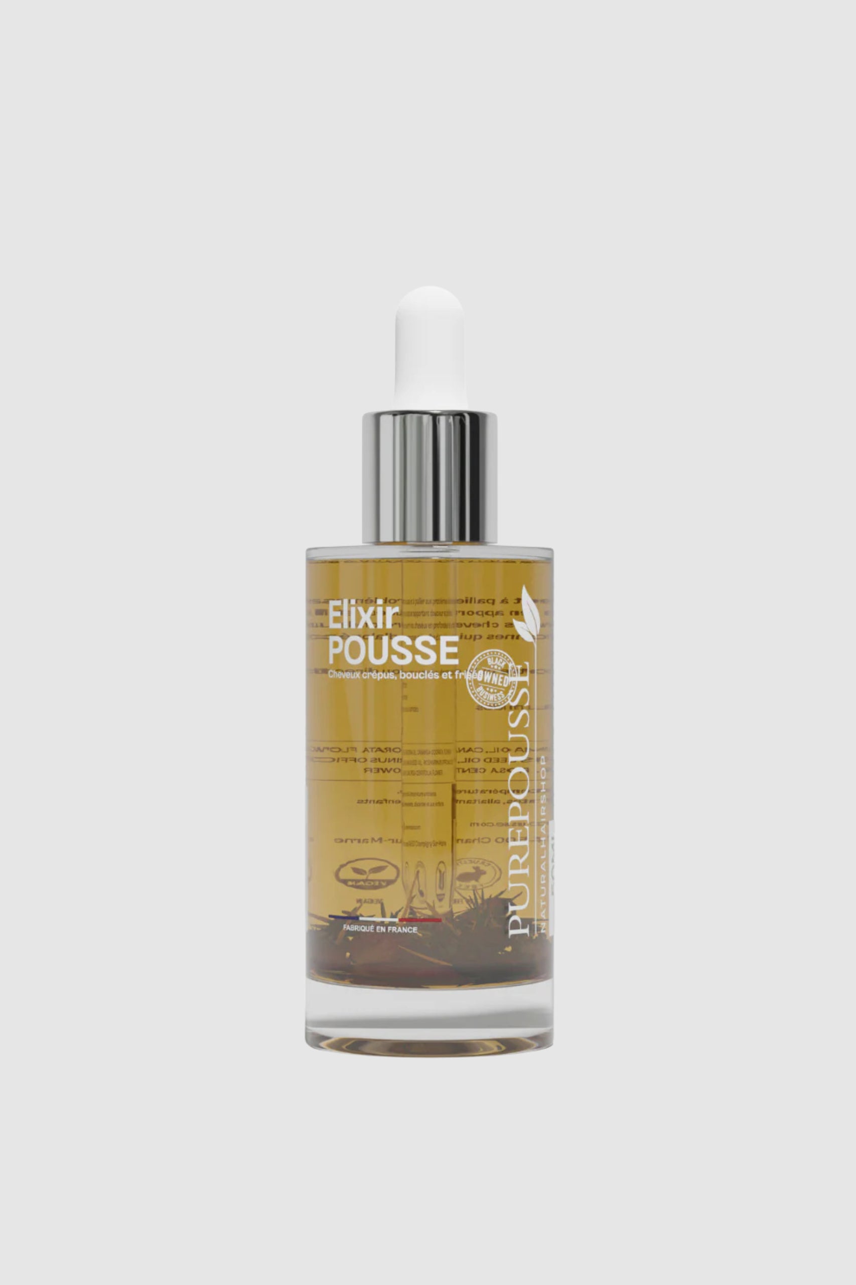 Flacon Élixir Pousse PUREPOUSSE – Huile naturelle pour cheveux afro