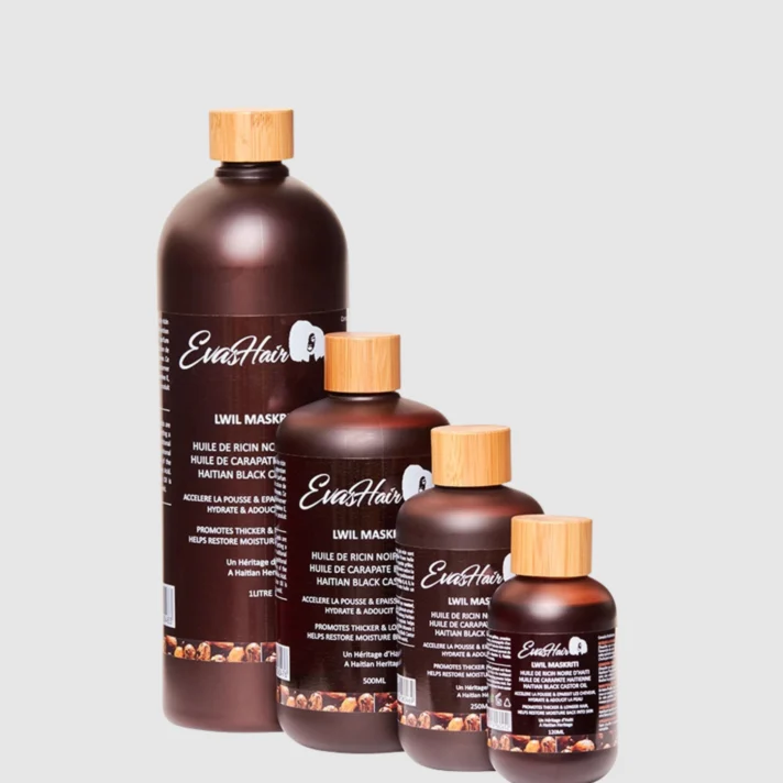 Huile de ricin noir Evas Hair bouteille 100% naturelle