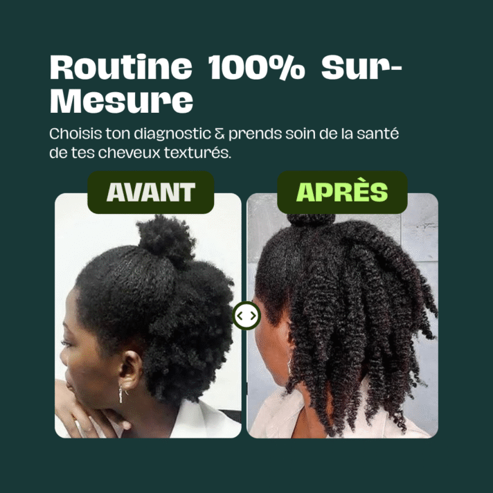 Visuel de avant après routine capillaire cheveux afro